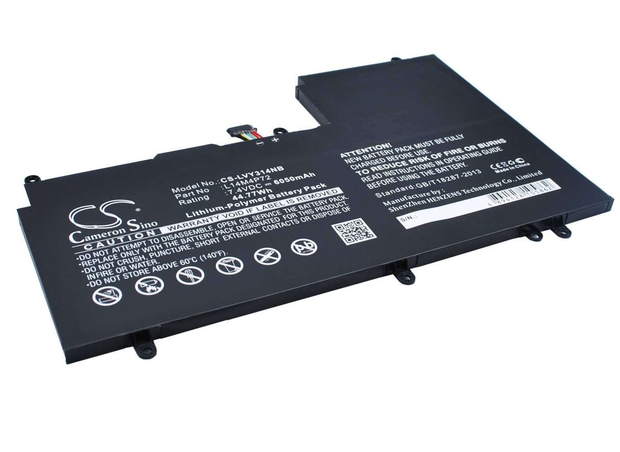 Black Battery For Lenovo Yoga 3 14 7.4v, 6050mah - 44.77wh Notebook, Laptop Cameron Sino Technology Limited   
