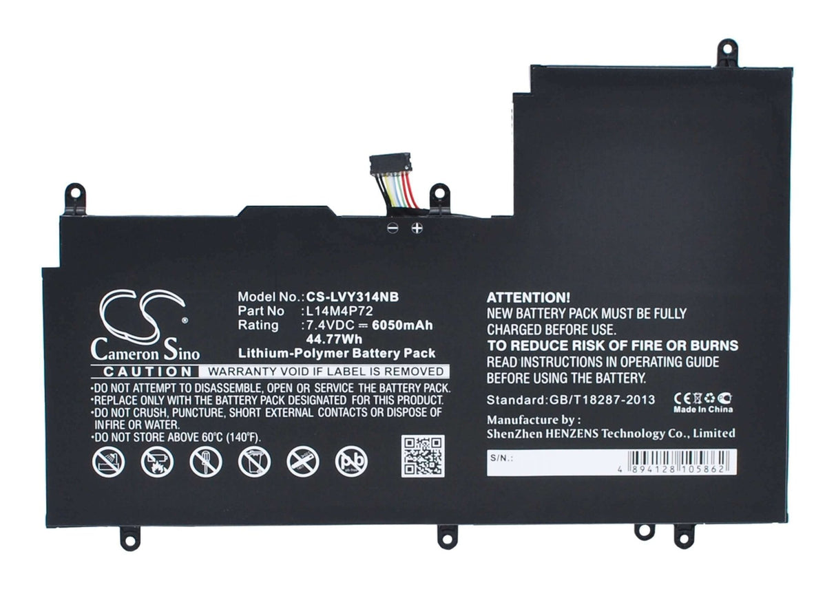 Black Battery For Lenovo Yoga 3 14 7.4v, 6050mah - 44.77wh Notebook, Laptop Cameron Sino Technology Limited   