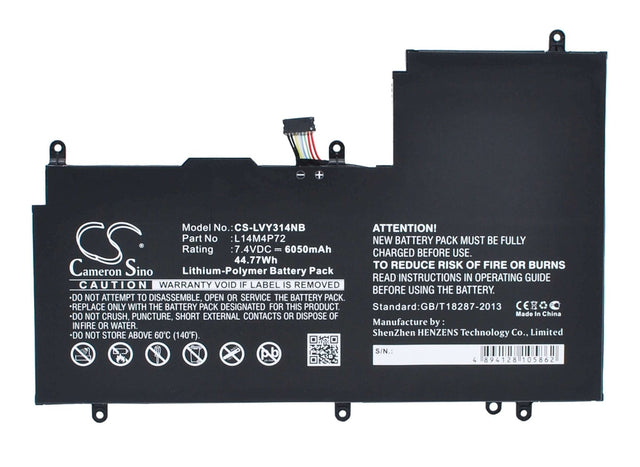 Black Battery For Lenovo Yoga 3 14 7.4v, 6050mah - 44.77wh Notebook, Laptop Cameron Sino Technology Limited   