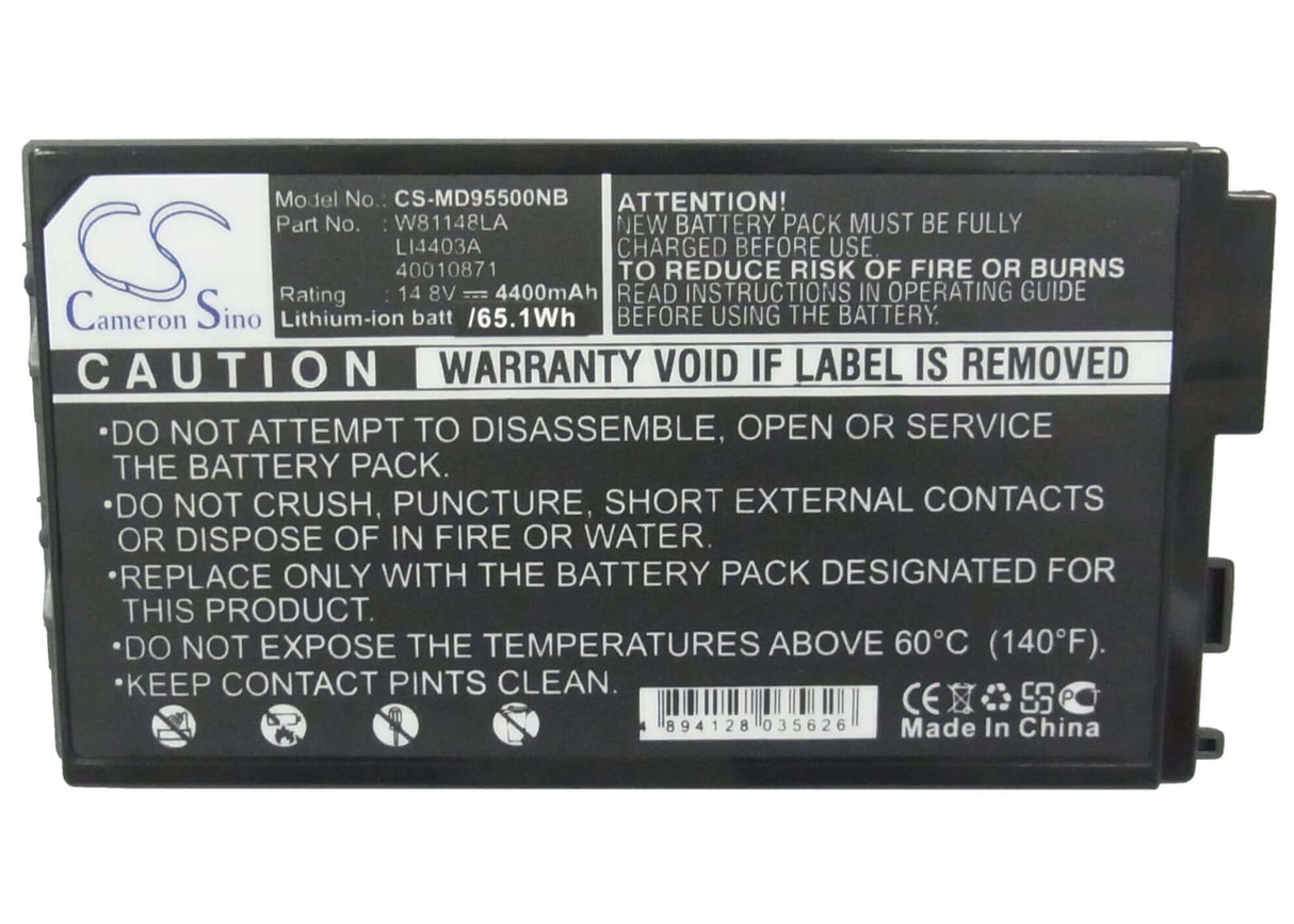Black Battery For Medion Md95500, Md95292, Ram2010 14.8v, 4400mah - 65.12wh Notebook, Laptop Cameron Sino Technology Limited   