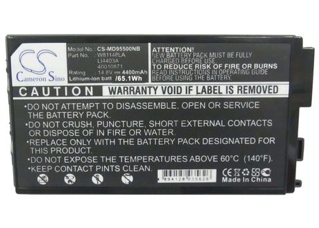Black Battery For Medion Md95500, Md95292, Ram2010 14.8v, 4400mah - 65.12wh Notebook, Laptop Cameron Sino Technology Limited   