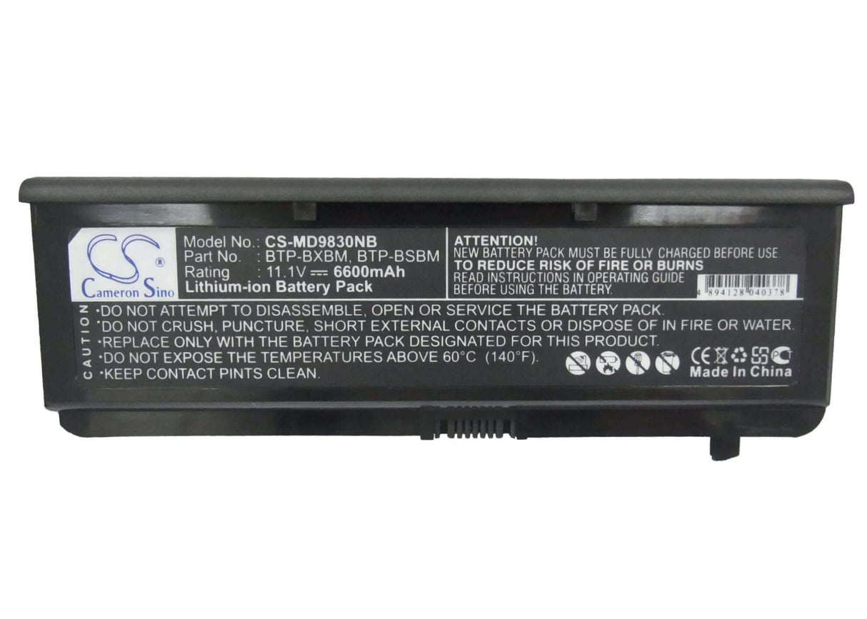 Black Battery For Medion Md96290, Md98300, Wim2160 11.1v, 6600mah - 73.26wh Notebook, Laptop Cameron Sino Technology Limited   