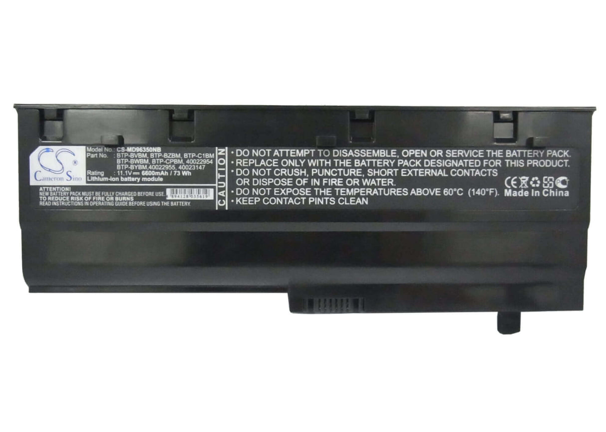 Black Battery For Medion Md96350, Md96370, Wim2140 11.1v, 6600mah - 73.26wh Notebook, Laptop Cameron Sino Technology Limited   