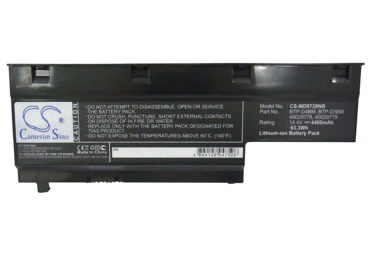 Black Battery For Medion Md97860, Md97288, Md97447 14.4v, 4400mah - 63.36wh Notebook, Laptop Cameron Sino Technology Limited   