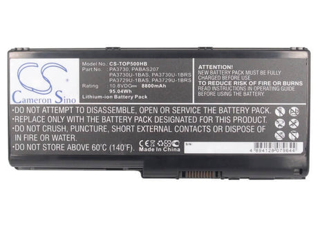 Black Battery For Toshiba Dynabook Qosmio Gxw/70lw, Qosmio 90lw, Qosmio 97k 10.8v, 8800mah - 95.04wh Notebook, Laptop Cameron Sino Technology Limited   