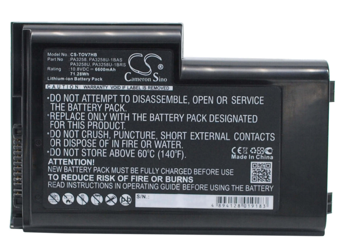 Black Battery For Toshiba Dynabook V7, Satellite Pro 6300, Satellite Pro M10 10.8v, 6600mah - 71.28wh Notebook, Laptop Cameron Sino Technology Limited (Suspended)