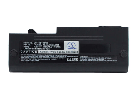 Black Battery For Toshiba Netbook Nb100, Netbook Nb100-01g, Netbook Nb100-111 7.2v, 4400mah - 31.68wh Notebook, Laptop Cameron Sino Technology Limited   