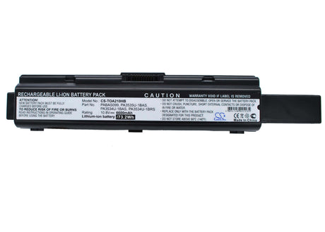 Black Battery For Toshiba Satellite A215-s7433, Satellite Pro A200se-1f7, Satellite A205-s6812 10.8v, 6600mah - 71.28wh Notebook, Laptop Cameron Sino Technology Limited   