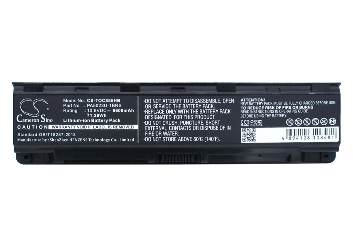 Black Battery For Toshiba Satellite C855, Satellite C855-10g, Satellite C855-10k 10.8v, 6600mah - 71.28wh Notebook, Laptop Cameron Sino Technology Limited   