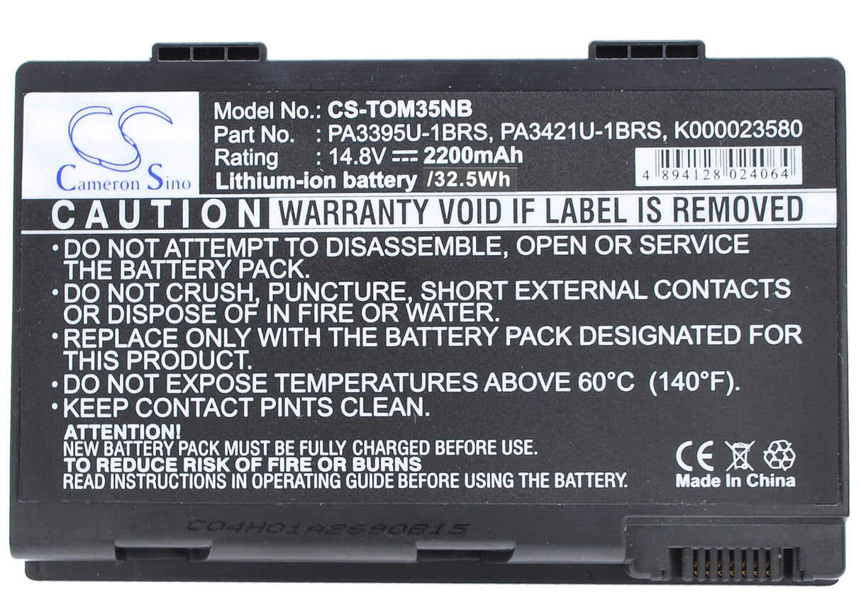 Black Battery For Toshiba Satellite M30x-s171st, Satellite M40x-185, Satellite Pro M40x-260 14.8v, 2200mah - 32.56wh Notebook, Laptop Cameron Sino Technology Limited (Suspended)   