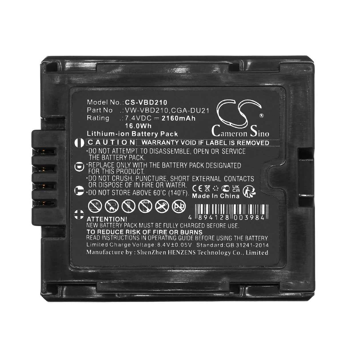 Camera Battery For Panasonic Nv-gs100k, Nv-gs11, Nv-gs120k, Nv-gs17ef-s, 7.4v, 2160mah - 15.98wh Camera Cameron Sino Technology Limited (Camera)