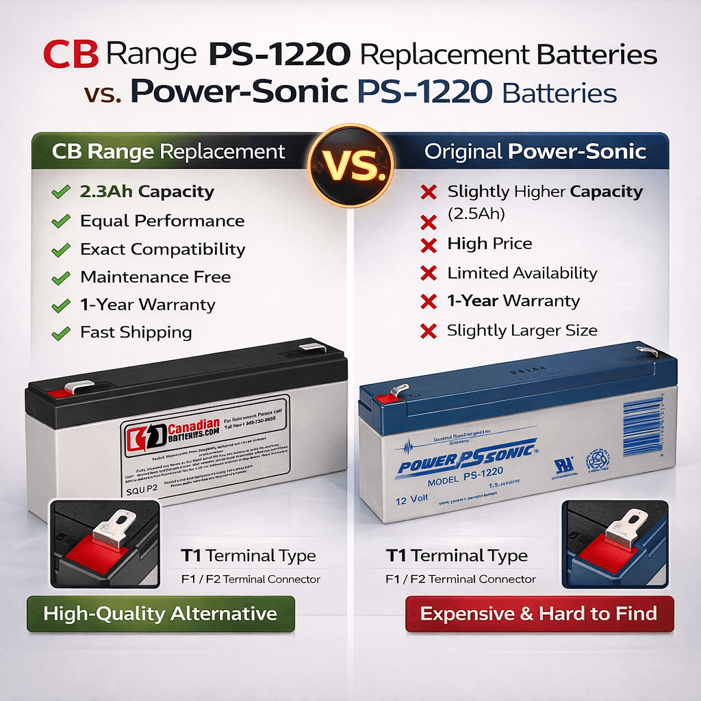 Replacement Battery For Powersonic Ps-1220, 12v, F1 Terminals UPS Batteries CB Range