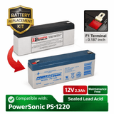 Replacement Battery For Powersonic Ps-1220, 12v, F1 Terminals UPS Batteries CB Range