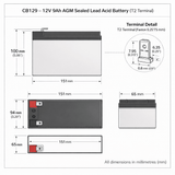 Battery For Cyberpower Cp825lcd UPS, 1 X 12v, 9ah - 108wh UPS Batteries CB Range