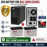 Dell 500W CH38X UPS Battery Replacement 12V 9Ah 2 Pack UPS Batteries CB Range
