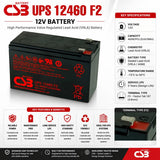 CSB UPS 12460 Battery – 12V VRLA AGM High-Rate UPS Battery with F2 Terminals Sealed Lead Acid (Special) CSB