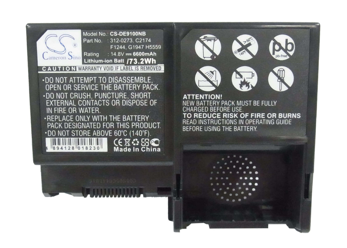 Dark Grey Battery For Dell Inspiron 9100, Inspiron Xps 14.8v, 6600mah - 97.68wh Batteries for Electronics Cameron Sino Technology Limited (Suspended)   