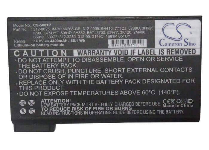 Dark Grey Battery For Dell Precision M40, Precision Workstation M50, Latitude Cp 14.8v, 4400mah - 65.12wh Notebook, Laptop Cameron Sino Technology Limited   