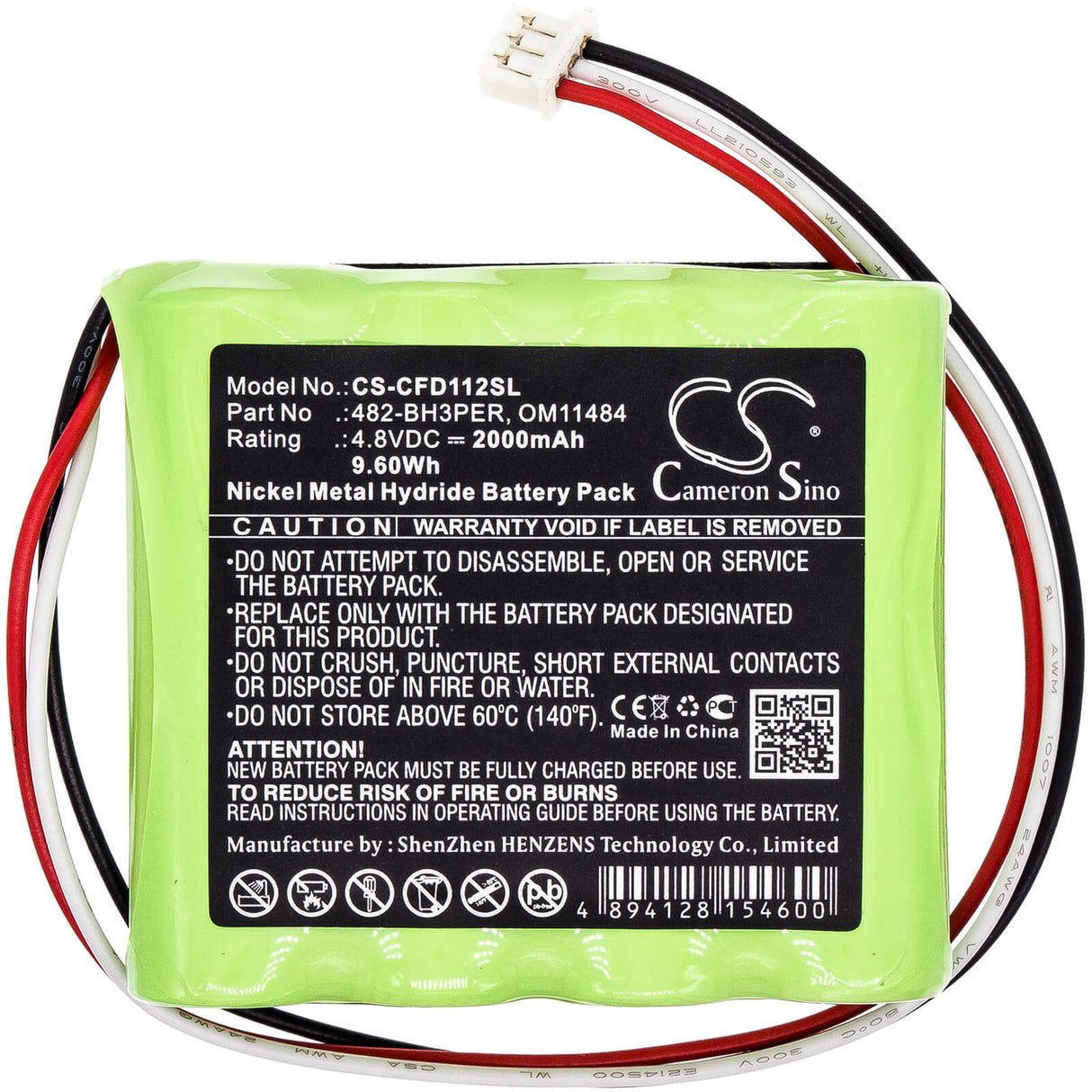 4.8V, Ni-MH, 2000mAh, Equipment battery fits Chatillon, 482-bh3per, DFE2, Dfs2, 9.6Wh Equipment, Survey, Test Cameron Sino Technology Limited