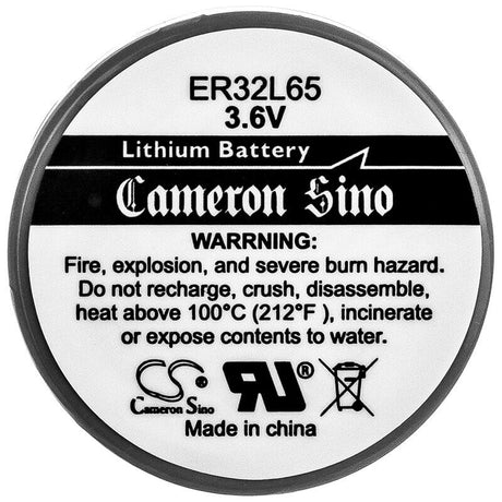 Generic ER32L65, 1/6D Primary Lithium Cell Battery, Li-socl2, 3.6v, 1000mAh ER32L65 Cameron Sino Technology Limited