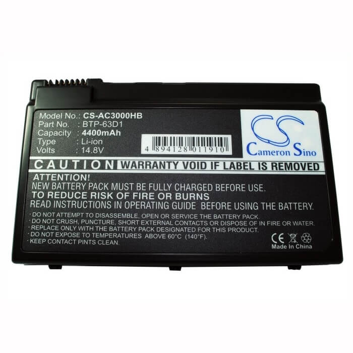 Grey Battery For Acer Aspire 3023lmi, Travelmate 4400wlmi, Travelmate C311xci 14.8v, 4400mah - 65.12wh Notebook, Laptop Cameron Sino Technology Limited (Suspended)   