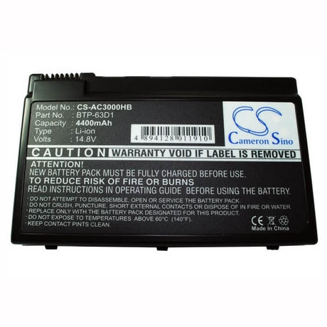 Grey Battery For Acer Aspire 3023lmi, Travelmate 4400wlmi, Travelmate C311xci 14.8v, 4400mah - 65.12wh Notebook, Laptop Cameron Sino Technology Limited (Suspended)   