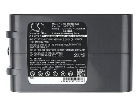 High Capacity Vacuum battery for Dyson V6, Dc72 Animal, Dc61, Dc62, Dc58 21.6v, 2500mah - 54.00wh Vacuum Cameron Sino Technology Limited