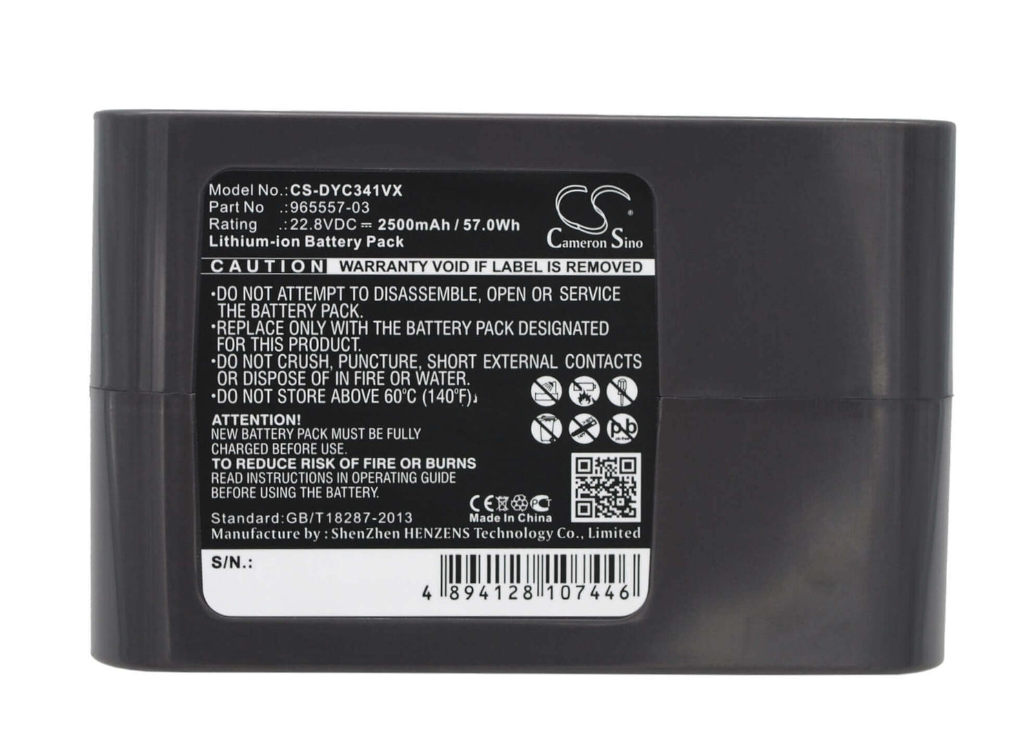 22.8V, Li-ion, 2500mAh, Vacuum battery fits Dyson, Dc31 Animal, Dc34, Dc34 Animal, 57.00Wh Vacuum Cameron Sino Technology Limited