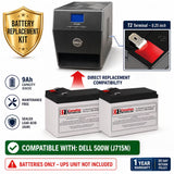 Dell 500W J715N UPS Replacement Battery 12V 9Ah AGM 2 Pack UPS Batteries CB Range