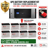 Dell 2700W K803N-4U UPS Replacement Battery Kit 12V 9Ah 8 Pack UPS Batteries CB Range