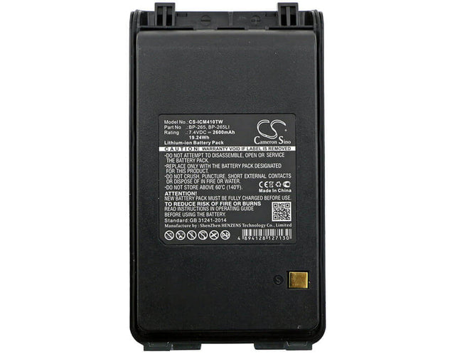 Li-ion Two-Way Radio Battery For Icom Ic-v80e, Ic-u80e Replaces Bp-265 7.4v, 2600mah - 19.24wh Two-Way Radio Cameron Sino Technology Limited   