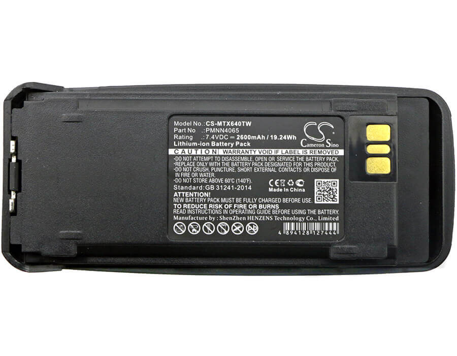 Li-ion Two Way Radio Battery, With Sanyo Cells For Motorola, Dr3000, Mototrbo Dp3400 7.5v, 2600mah - 19.50wh Two-Way Radio Cameron Sino Technology Limited   