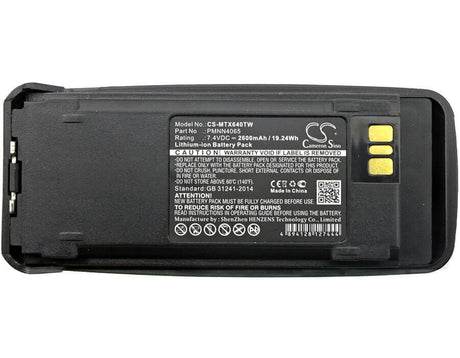 Li-ion Two Way Radio Battery, With Sanyo Cells For Motorola, Dr3000, Mototrbo Dp3400 7.5v, 2600mah - 19.50wh Two-Way Radio Cameron Sino Technology Limited   