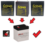 12V, 5Ah, replacement battery for Long Wp4-12 with F1 terminals Sealed Lead Acid CB Generic