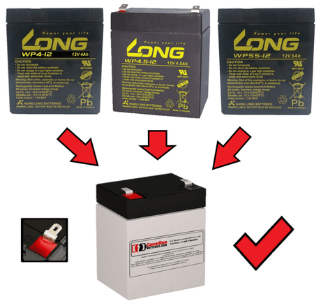 12V, 5Ah, replacement battery for Long Wp4-12 with F1 terminals Sealed Lead Acid CB Generic