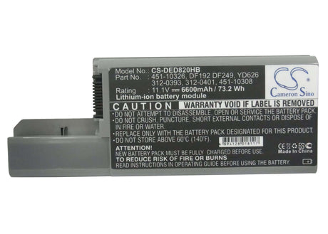 Metallic Grey Battery For Dell Latitude D531, Latitude D820/830, Precision M65 11.1v, 6600mah - 73.26wh Notebook, Laptop Cameron Sino Technology Limited   