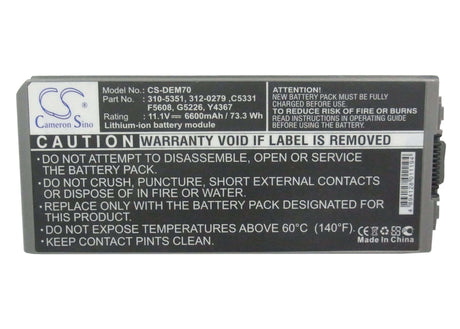 Metallic Grey Battery For Dell Latitude D810, Precision M70 11.1v, 4400mah - 48.84wh Notebook, Laptop Cameron Sino Technology Limited   