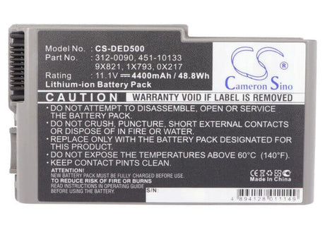 Metallic Silver Battery For Dell Inspiron 500m, Inspiron 510m, Inspiron 600m 11.1v, 4400mah - 48.84wh Notebook, Laptop Cameron Sino Technology Limited   