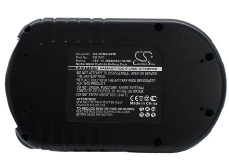 18.0V, Ni-MH, 3000mAh, Power Tools battery fits Hitachi, Eb 1812s, C 18dl, C 18dlx, 54Wh Power Tools Cameron Sino Technology Limited (Power Tools)