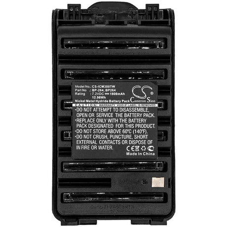 7.2V, Ni-MH, 1800mAh, Two-Way Radio battery fits Icom, Bp264, Ic-f3001, Ic-f3002, 12.96Wh Two-Way Radio Cameron Sino Technology Limited