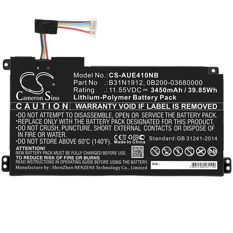 Notebook battery For Asus, E410, E410ma 11.55v, 3450mah - 39.85wh Notebook, Laptop Cameron Sino Technology Limited