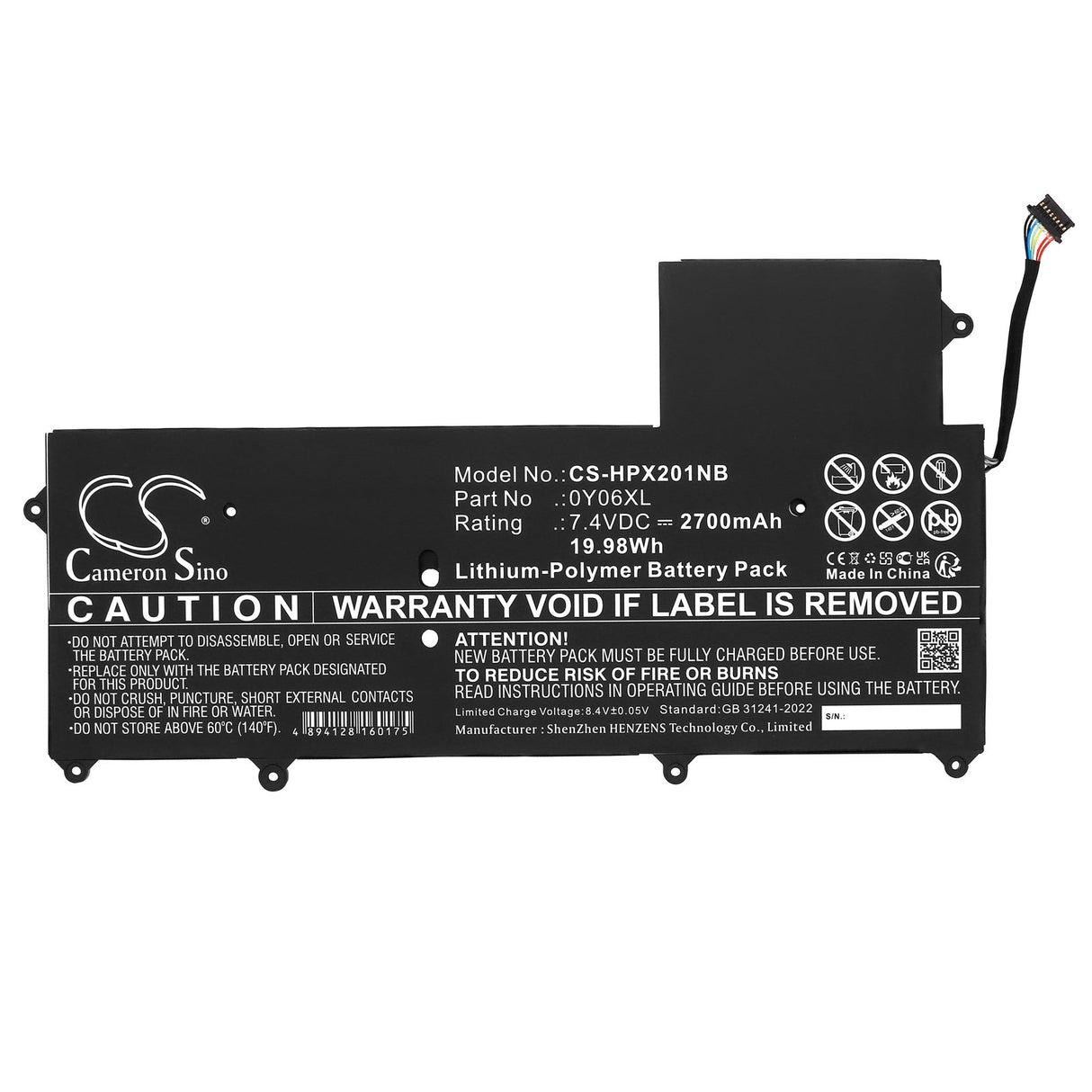 Notebook Battery For Hp, Elite X2 1011 G1 4g, Elite X2 1011 G1(j8w02av), 7.4v, 2800mah - 20.72wh Notebook, Laptop Cameron Sino Technology Limited