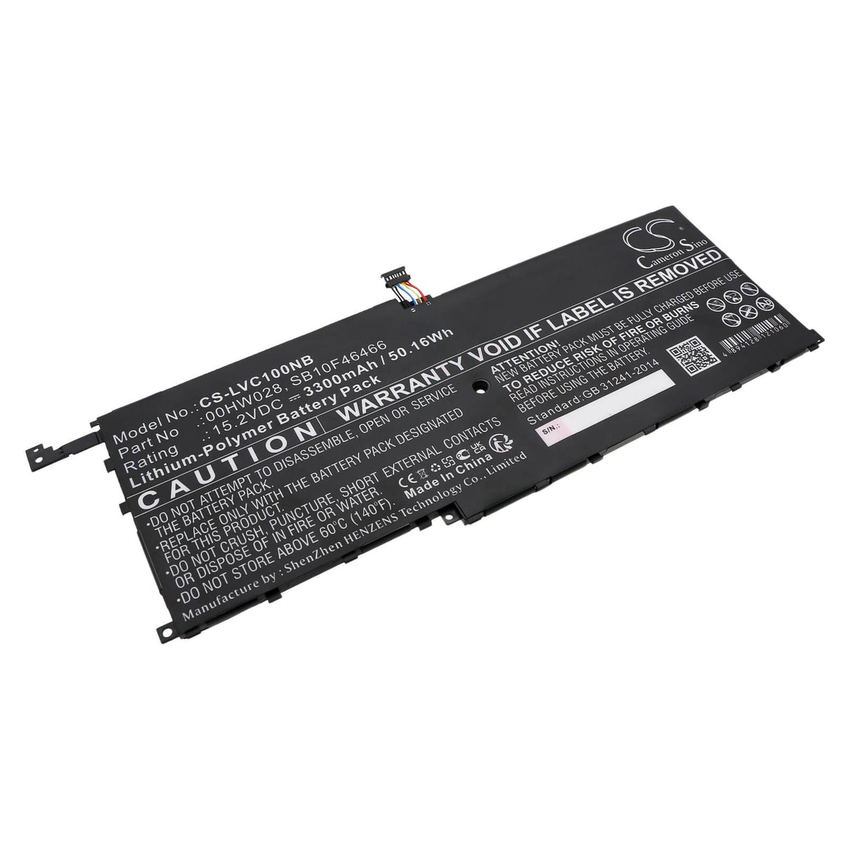 Notebook Battery For Lenovo, 20fb002vge, 20fb003rge, 20fb0043ge, 20fq000qus 15.2v, 3300mah - 50.16wh Notebook, Laptop Cameron Sino Technology Limited