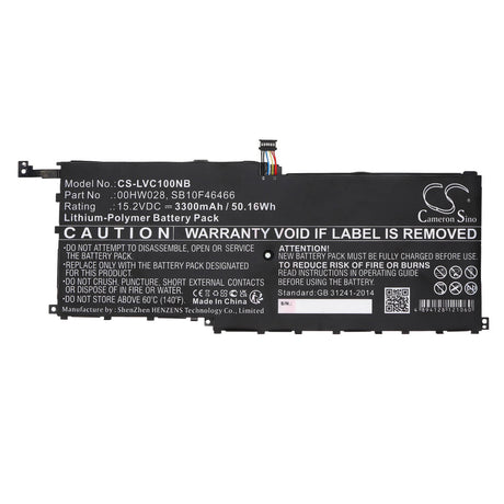 Notebook Battery For Lenovo, 20fb002vge, 20fb003rge, 20fb0043ge, 20fq000qus 15.2v, 3300mah - 50.16wh Notebook, Laptop Cameron Sino Technology Limited