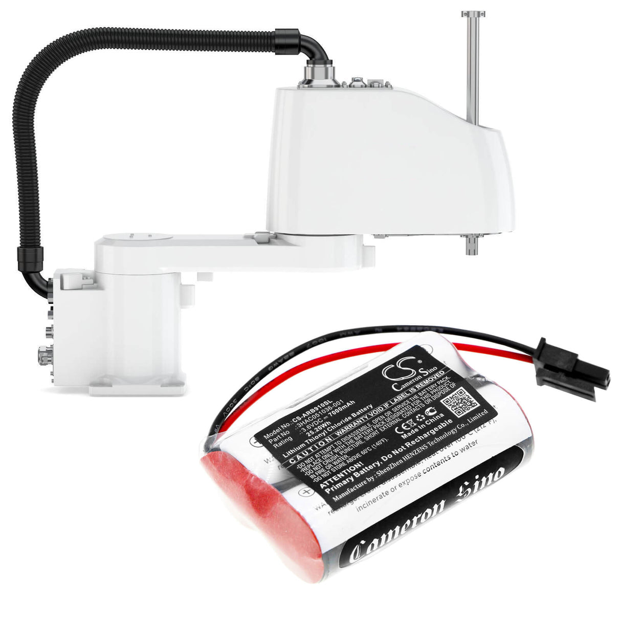 PLC Battery for Abb, 1s2 Pls17500, 3hac051036-001 Rev02, 3hac051036-001-c 3.6v, 7000mah - 25.20wh PLC Cameron Sino Technology Limited