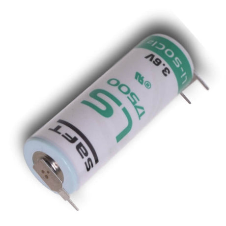 Saft Ls17500 A-size 3.6v 3600mah Battery With Triple Pc Pins, 1 Positive & 2 Negative Saft Batteries Saft Lithium Batteries   