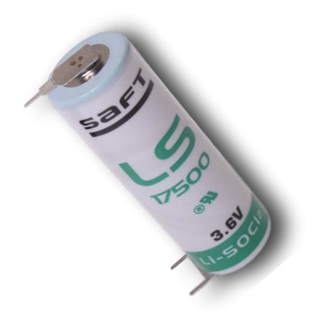 Saft Ls17500 A-size 3.6v 3600mah Battery With Triple Pc Pins, 1 Positive & 2 Negative Saft Batteries Saft Lithium Batteries   