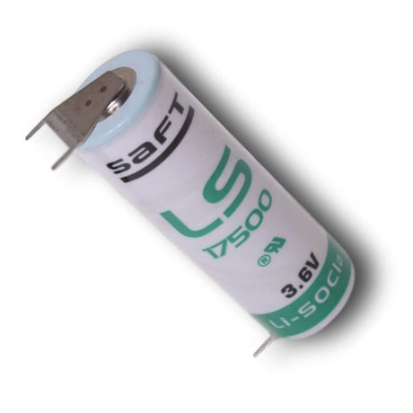 Saft Ls17500, A Size Battery 3.6v, 3600mah With Pc Pins Dual Positive Terminal & Single Negative Terminal Saft Batteries Saft Lithium Batteries   