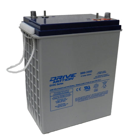 SB6-355D, 6V 355Ah, EV/DC Series, (Group 305) Deep Cycle Battery Sealed Lead Acid DriveMotion