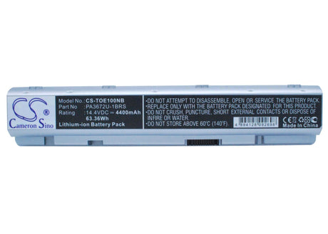 Silver Battery For Toshiba Satellite E100, Satellite E105, Satellite E105-s1402 14.4v, 4400mah - 63.36wh Notebook, Laptop Cameron Sino Technology Limited   